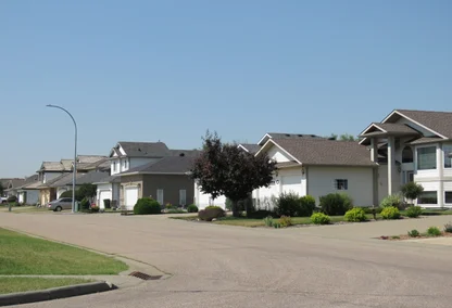 Residential street in the subdivision of Bridgeview, Fort Saskatchewan